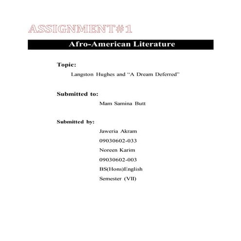 Langston Hughes and 'A Dream Deferred '