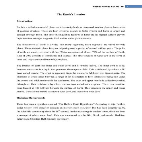 How to determined Earth Interior by various Geological Tachniques