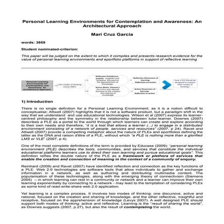 PLEs for contemplation and reflection