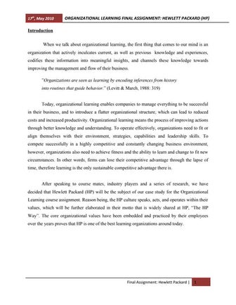 HP Challenges, Organizational Learning