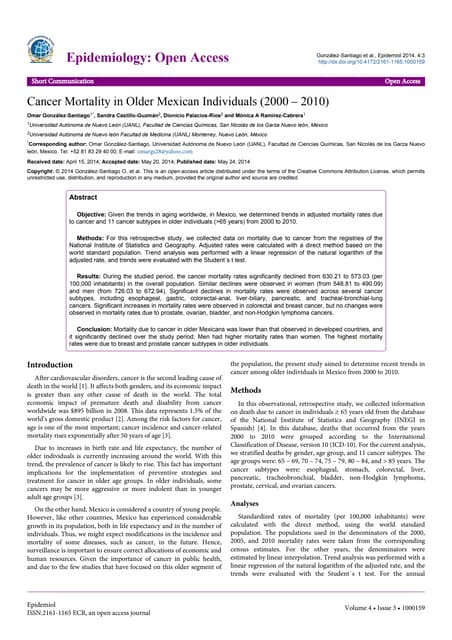 Cancer mortality in older mexican individuals (200 - 2010)