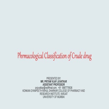 classification of crude drug pharmacological  
