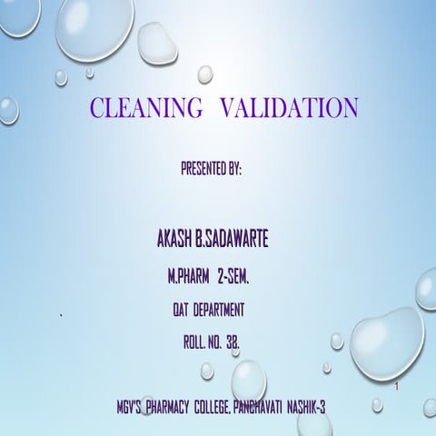 cleaning validation..