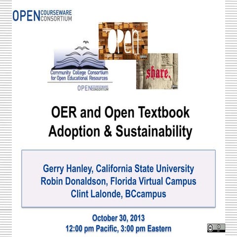 OER and Open Textbook Adoption and Sustainability