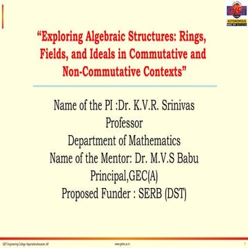 Exploring Algebraic Structures: Rings, Fields, and Ideals in ...