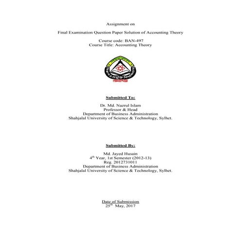  accounting theory assignment 4 1