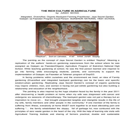 THE RICH CULTURE IN AGRICULTURE