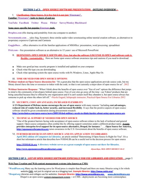 Final copyofopensourcesites softwareandpresentationoutlineforslideshowfinal5-...
