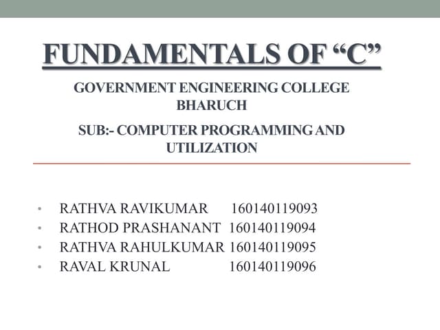 FUNDAMENTAL OF C | PPT