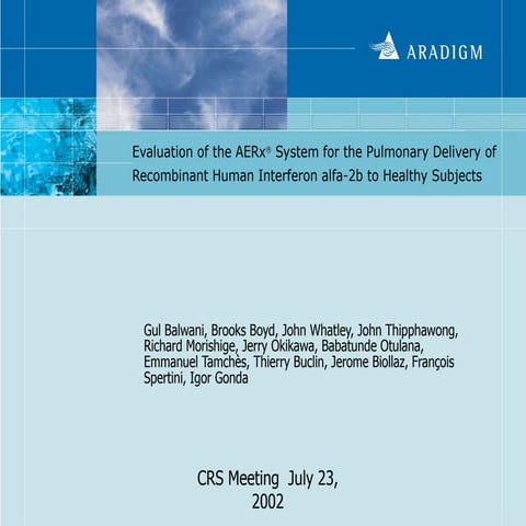 Presentation at the CRS Mtg 2002