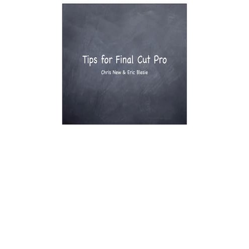 Final Cut Pro Tips