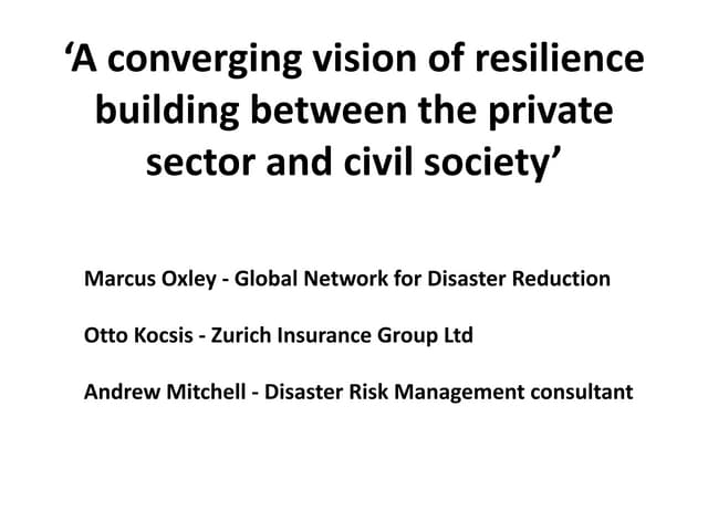 A converging vision of resilience building between the private sector and civil society 
