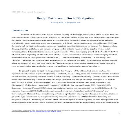 Design Patterns on Social Navigation