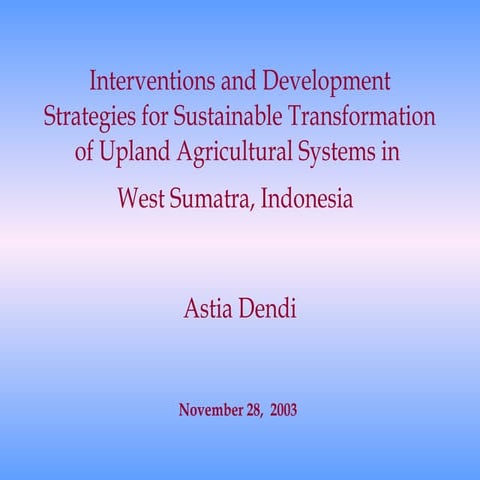 Interventions and Development Strategies for Sustainable Transformation of Up...