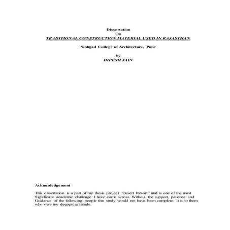 DISSERTATION- TRADITIONAL CONSTRUCTION MATERIALS OF RAJASTHAN