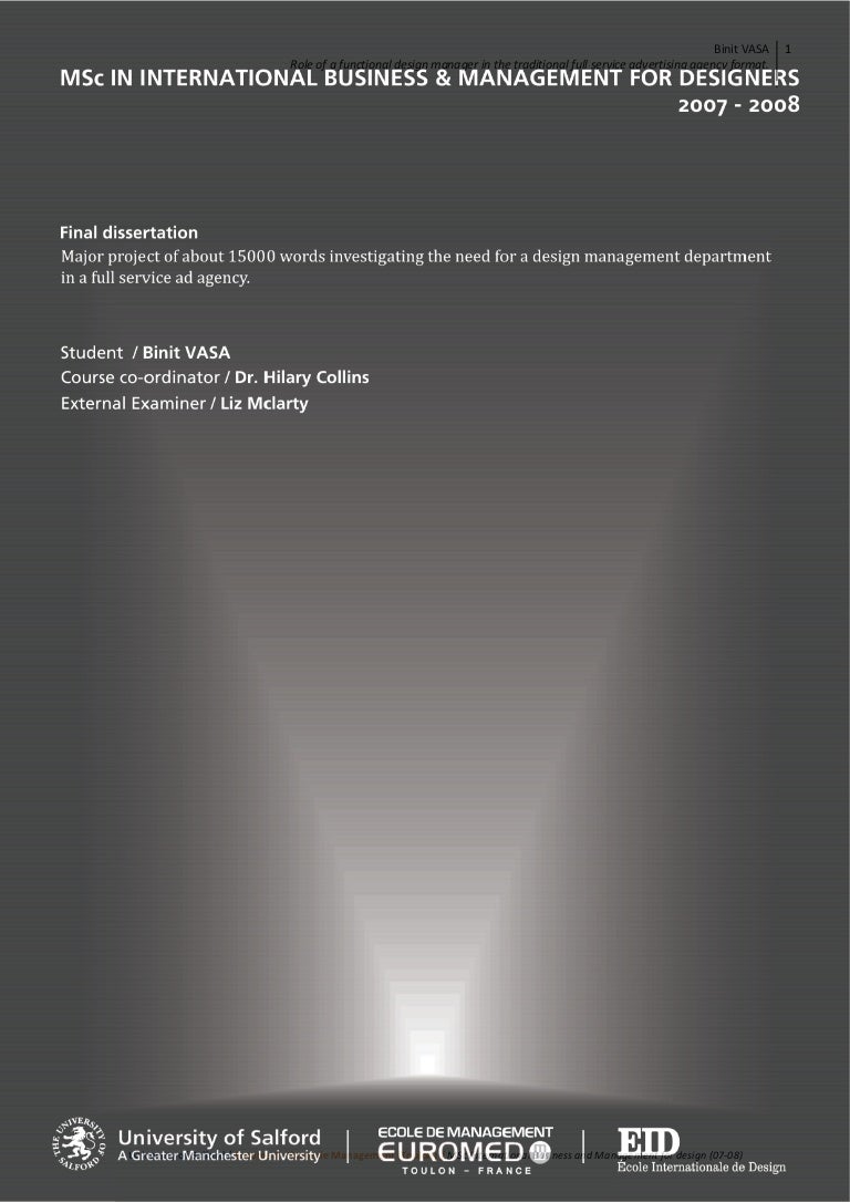 Dissertation design management