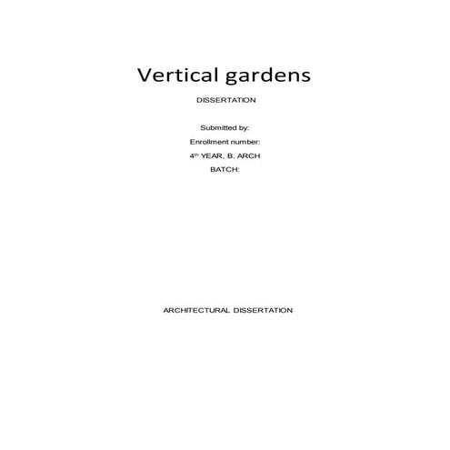 Vertical Gardens- DISSERTATION