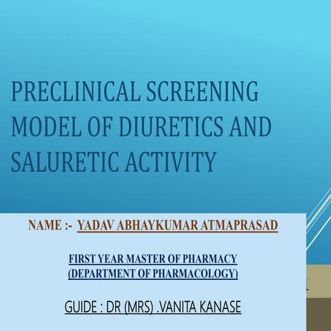 Diuretic Preclinical  Screening models 