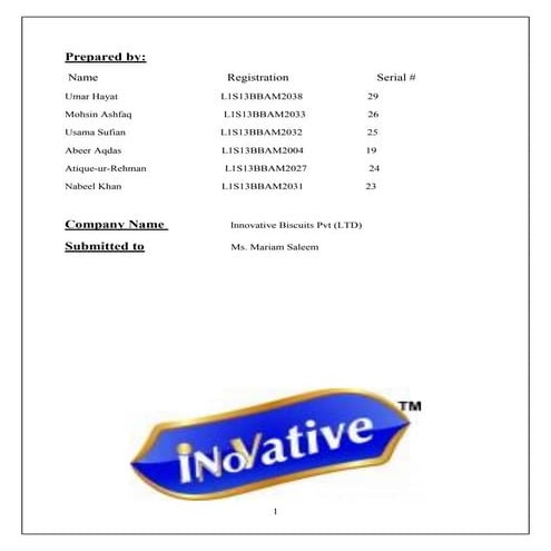 Managerial analysis of Innovative Biscuits (Pvt) Ltd.