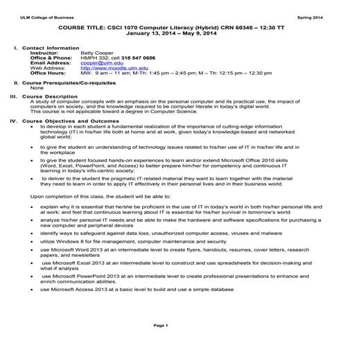 Final draft csci 1070 crn__60348 1230 tt syllabus_spring 2014
