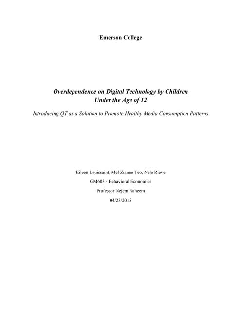 Overdependence on Digital Technology by Children