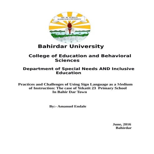 Final draft of research on sign language as a medium of instruction