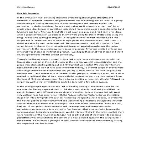 Final edit evaluation