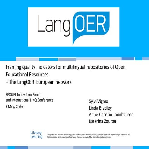 Framing quality indicators for multilingual repositories of Open Educational ...