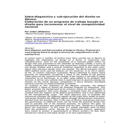 Sobre-diagnóstico y sub-ejecución del diseño en México: Elaboración de un pro...