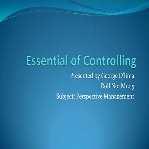 Final essential of controlling