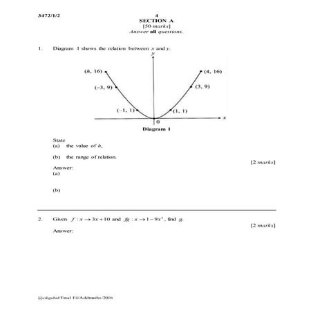 Peperiksaan akhir tahun addmaths form 4 2016