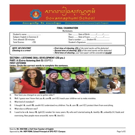 Final examination b of  tops4 worksheets