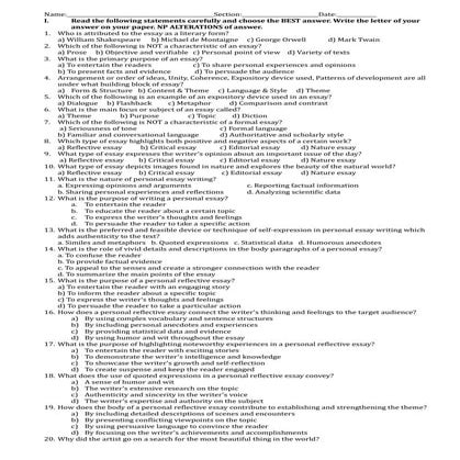 FINAL EXAMINATION IN CREATIVE NONFICTION