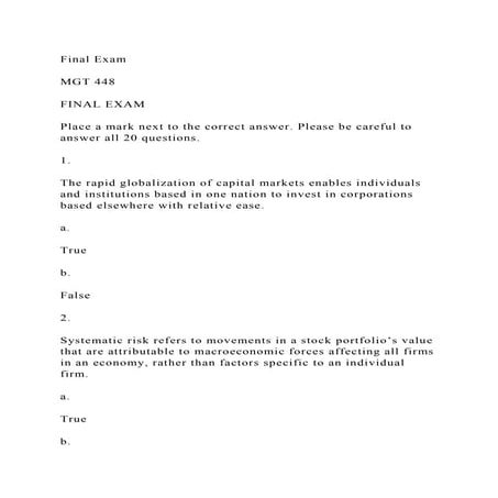 International business management - Model exam november 2020 | DOCX