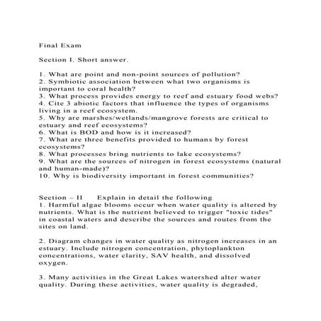 Final ExamSection I. Short answer. 1. What are point and n.docx