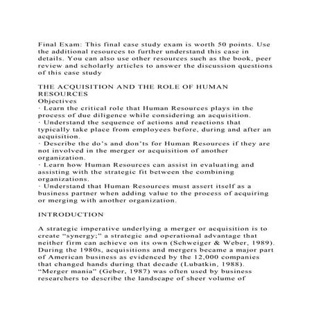 Case Study - The Merger of Two Competing Hospitals This case hig.docx