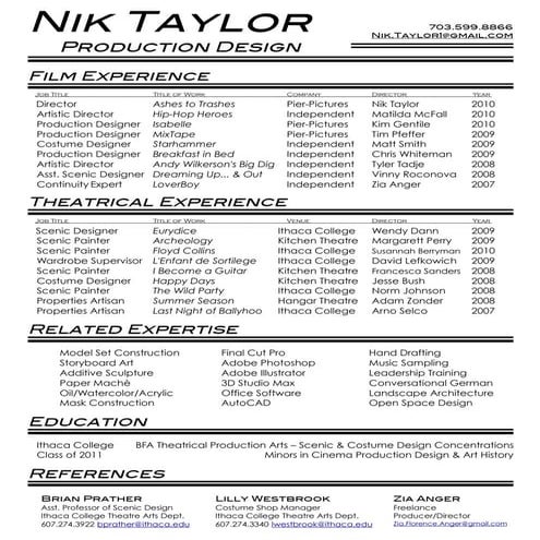 Film & Theatre Resume | PDF