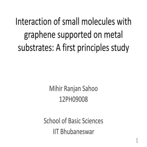 Interaction of small molecules with grapheen supported on metal substrates: A...