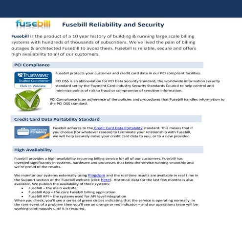 Fusebill:  Reliable and Secure