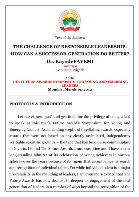 Final future awards speech