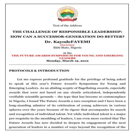 Final future awards speech