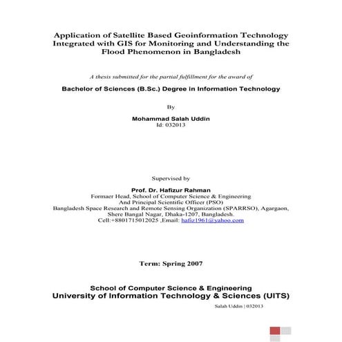 Application of GIS and Remote Sensing tool for Flood Hazard Mapping and ...