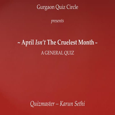 Gurgaon Quiz Circle - General Quiz