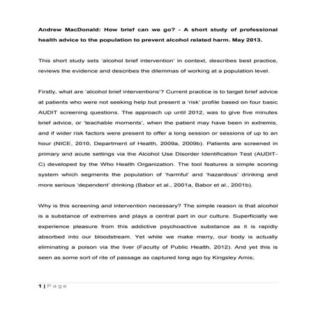 Final how brief can we go a short study of professional health advice to the ...
