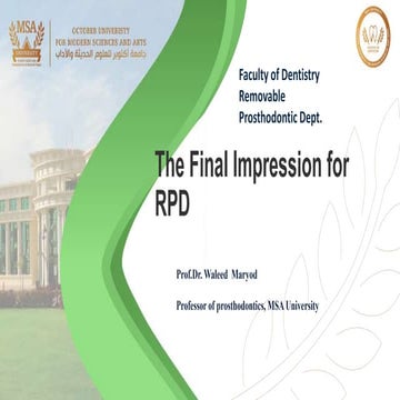 Final impression forRPD2 MSA- university