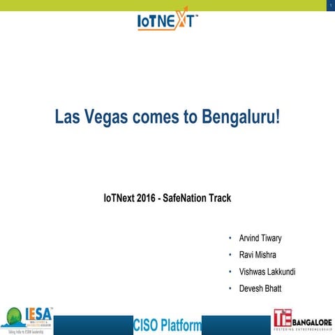 IoTNEXT 2016 - SafeNation Track