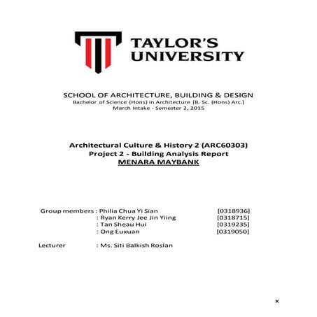 Research Report on Menara Maybank