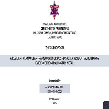 A Resilient Vernacular Framework for Post Disaster Housing: Evidence ...