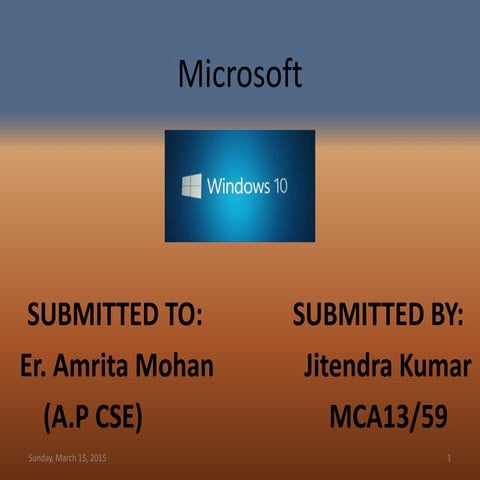 Windows 10 by Jitendra mca GIMT Kanipla hariyana