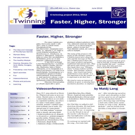 Final journal - E-Twinning project - Faster, Higher, Stronger